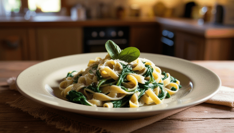 Gluten Free Spinach Fettuccine Noodles Recipe