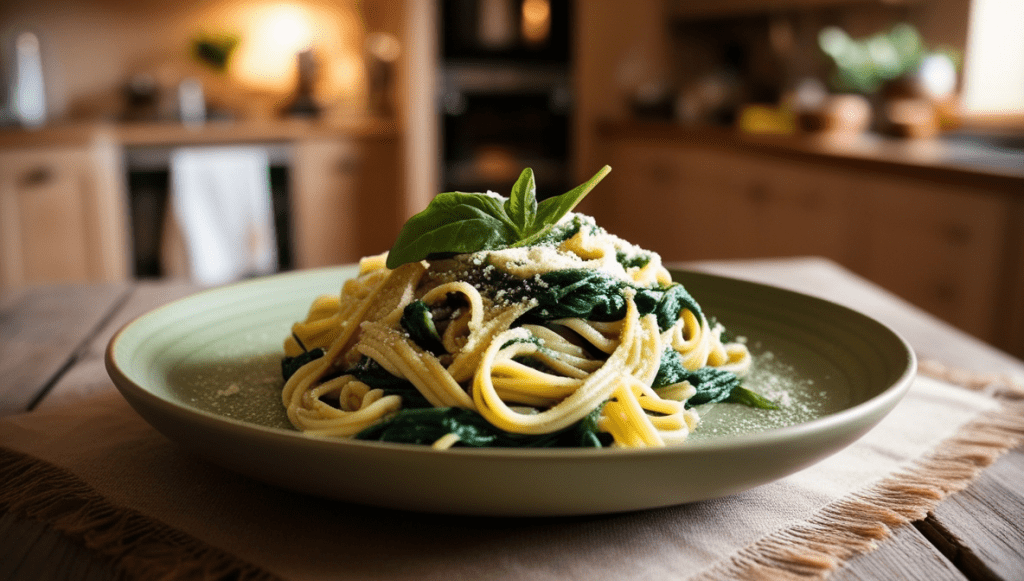 Gluten Free Spinach Fettuccine Noodles Recipe