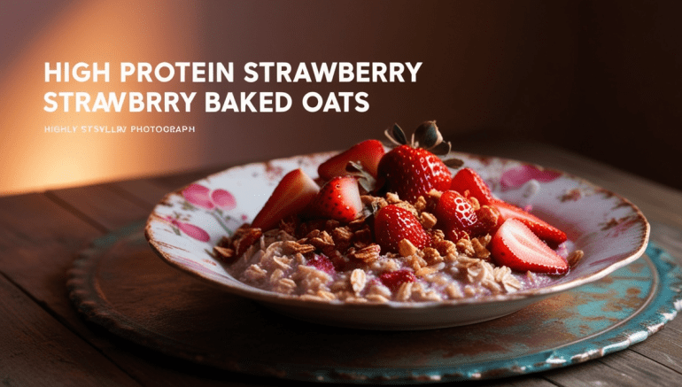 High Protein Vegan Strawberry Baked Oats Recipe